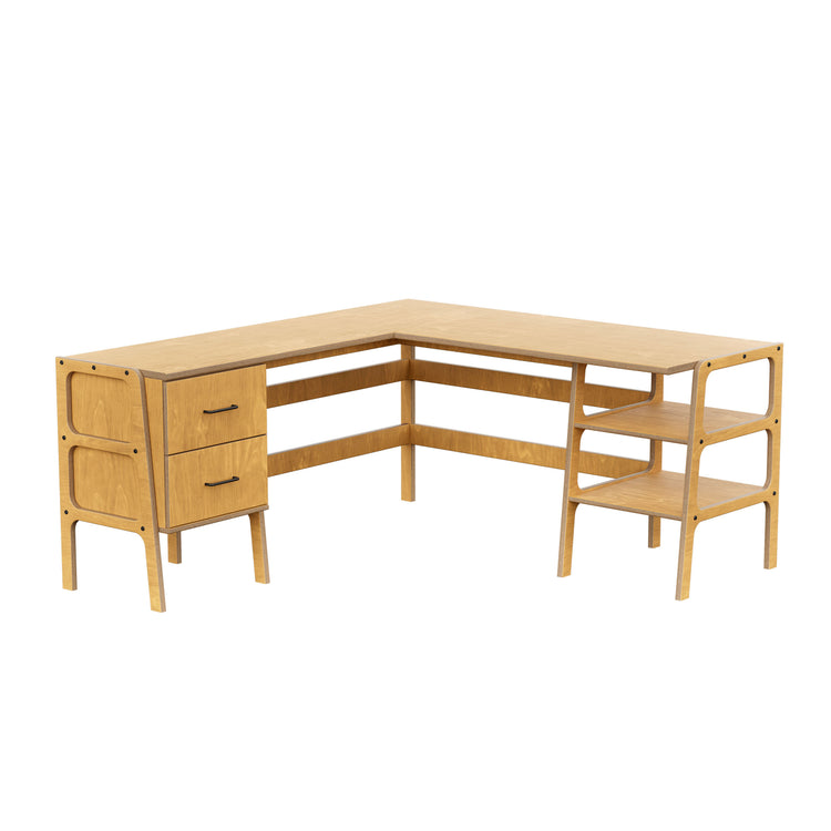 L-Shape Desk 12 with drawers and shelves