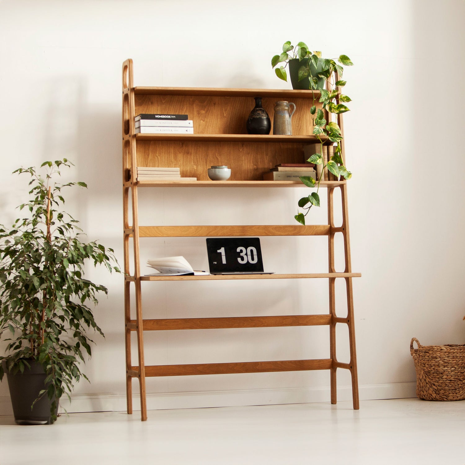 Mid-Century-Schreibtisch mit Regalen · Maxi · 190 cm