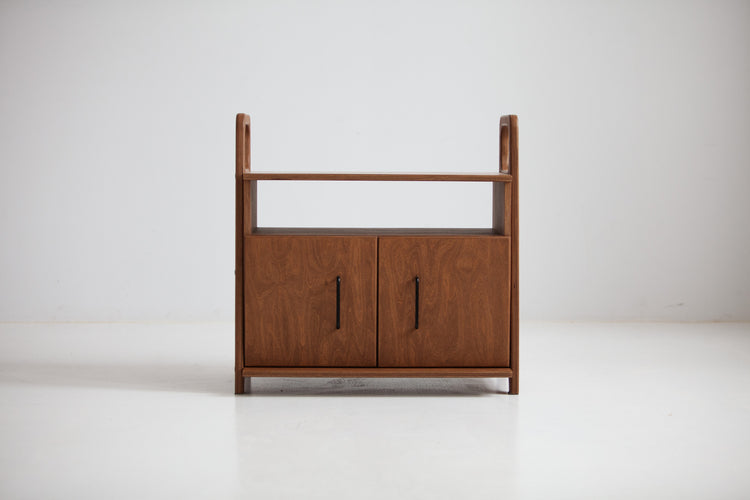 Bookcase Mini with cabinet open W74 WALNUT