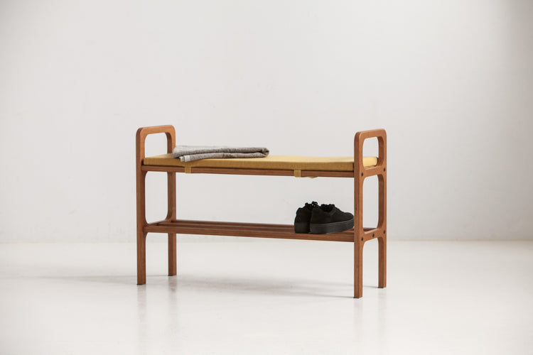 Bench with straight legs and cushion