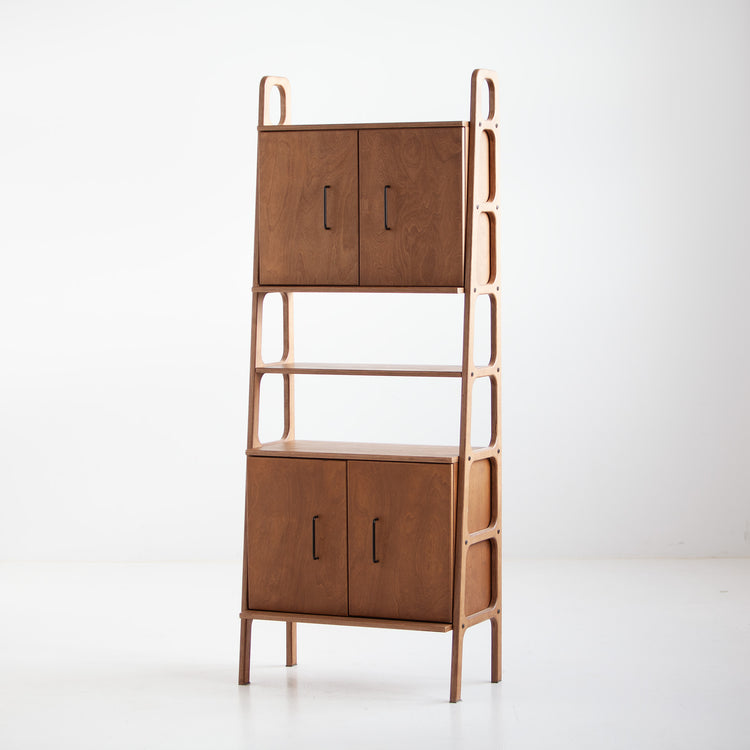 Bookcase Maxi W74 with two cabinets WALNUT