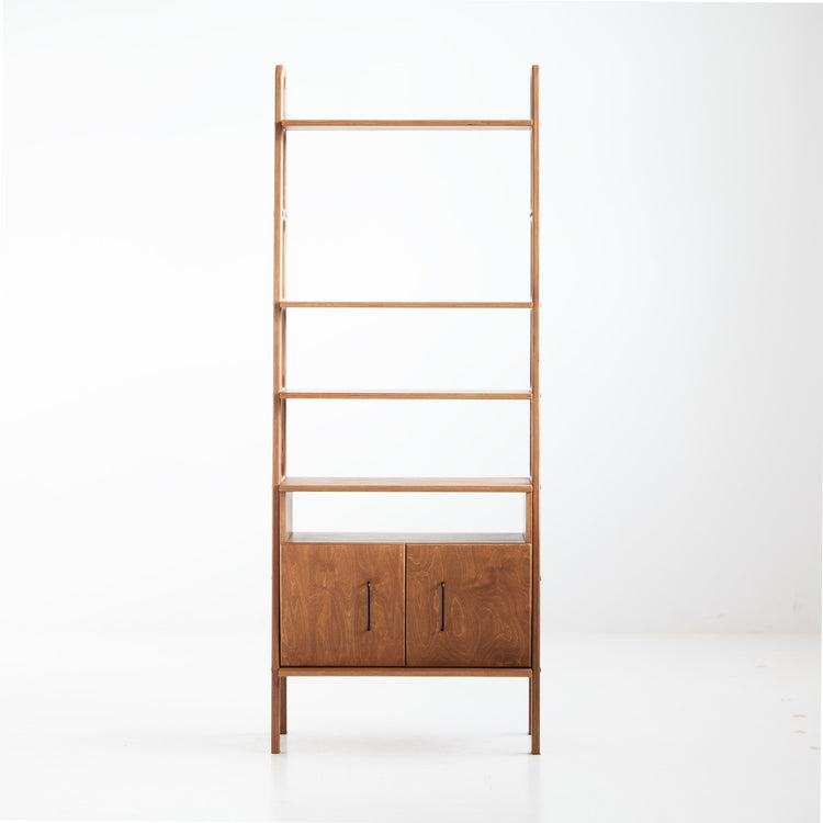 Bookcase Maxi with cabinet open W74 WALNUT
