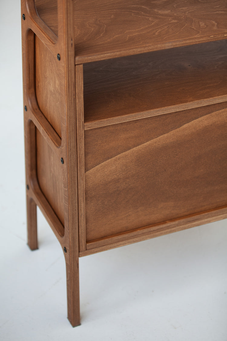 Bookcase Maxi with cabinet open W74 WALNUT