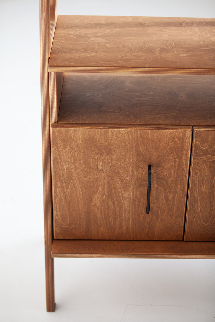 Bookcase Maxi with cabinet open W74 WALNUT