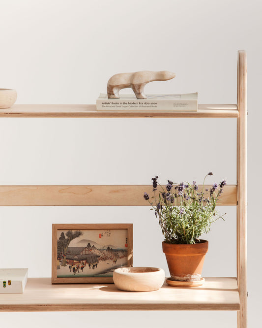 Mid-Century Desk with Shelf, Midi, 140 cm, in birch plywood (view 3)