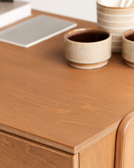 Mid-Century Writing Desk with Drawers, 49 cm, in birch plywood (view 2)