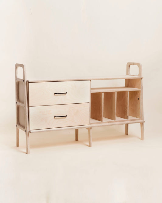 Vinyl & Drawer Credenza · 143 cm
