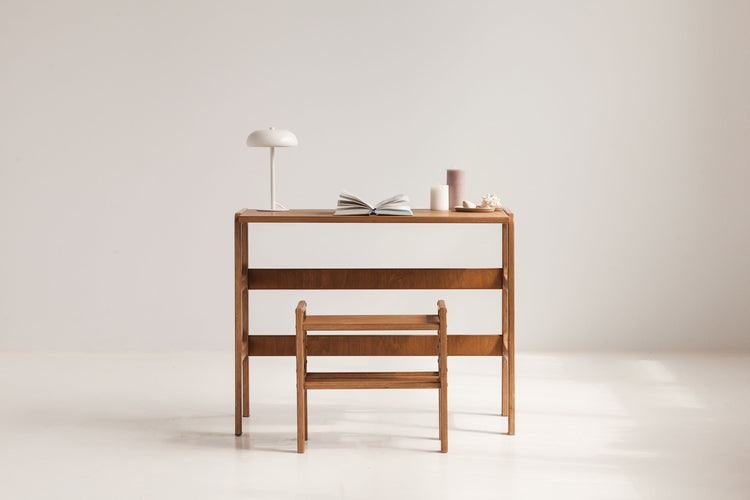 mid-century-computer-desk-walnut-stain-in-full-sun-wooden-desk