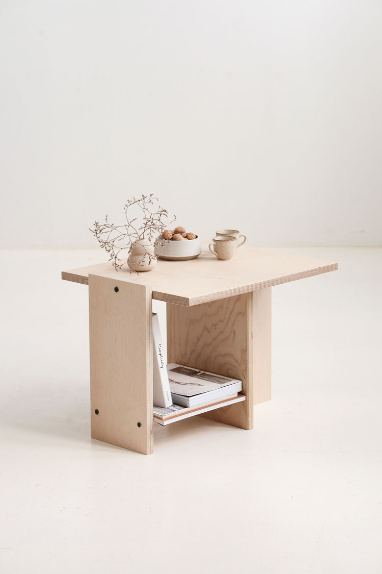 Minimalist Nordic style side table Europe natural birch plywood