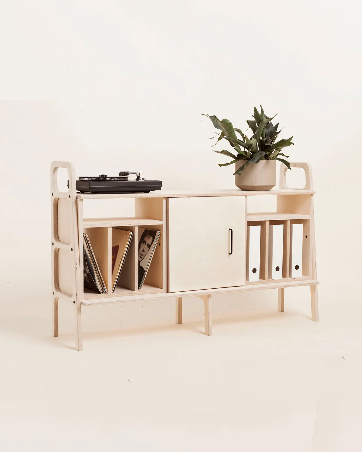 Vinyl Record Credenza · Two Vinyl Bays & Cabinet · 143 cm