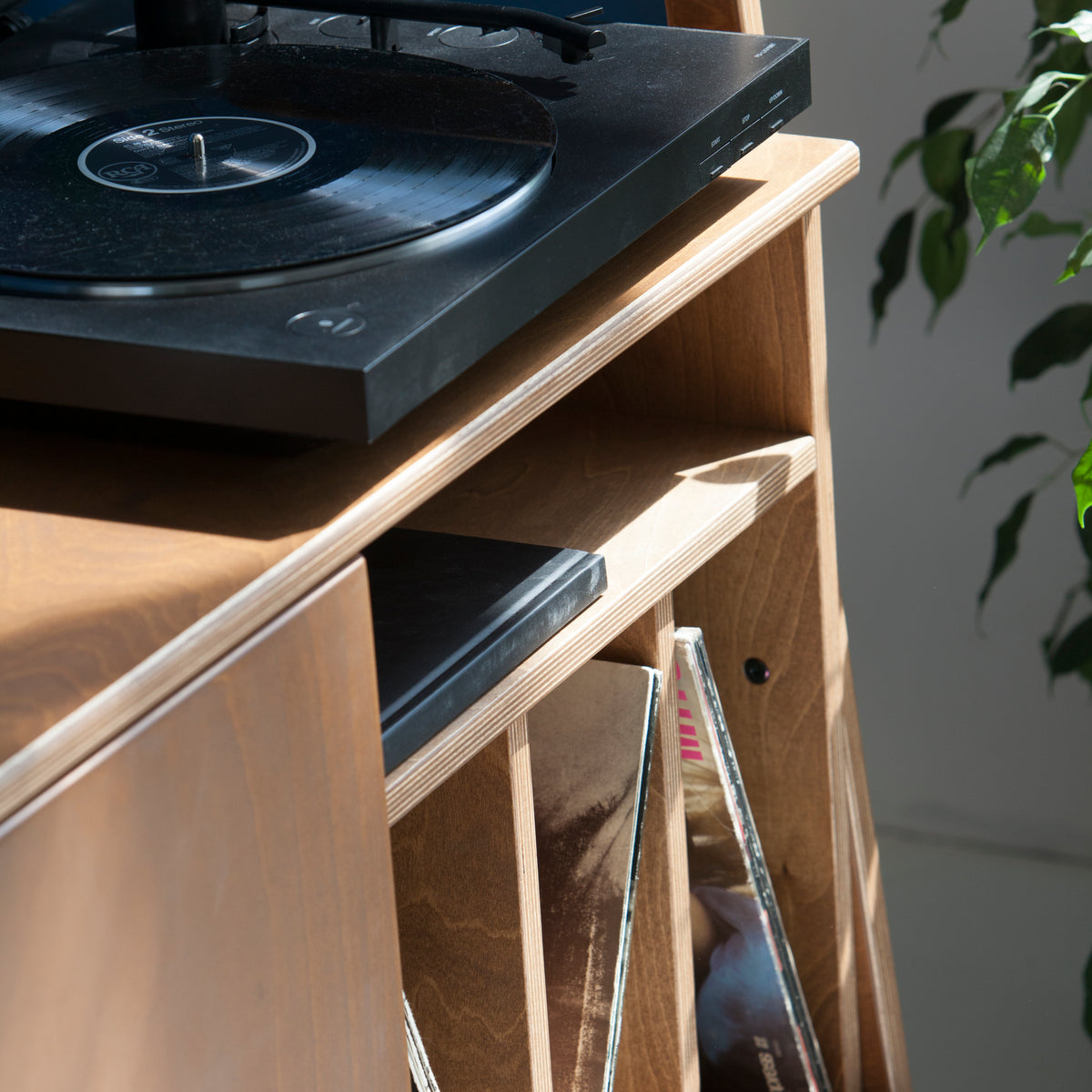 Vinyl Record Credenza · Two Vinyl Bays & Cabinet · 143 cm