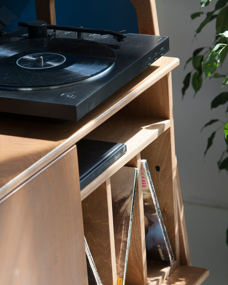 Vinyl Record Credenza · Two Vinyl Bays & Cabinet · 143 cm