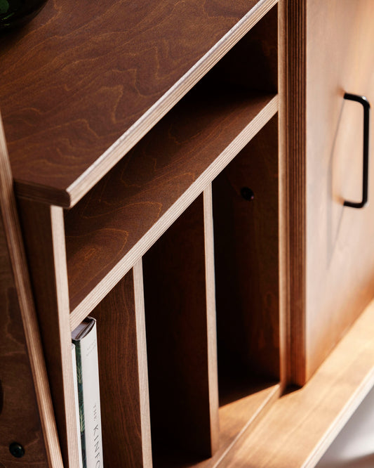 Vinyl Record Credenza · Two Vinyl Bays & Cabinet · 143 cm