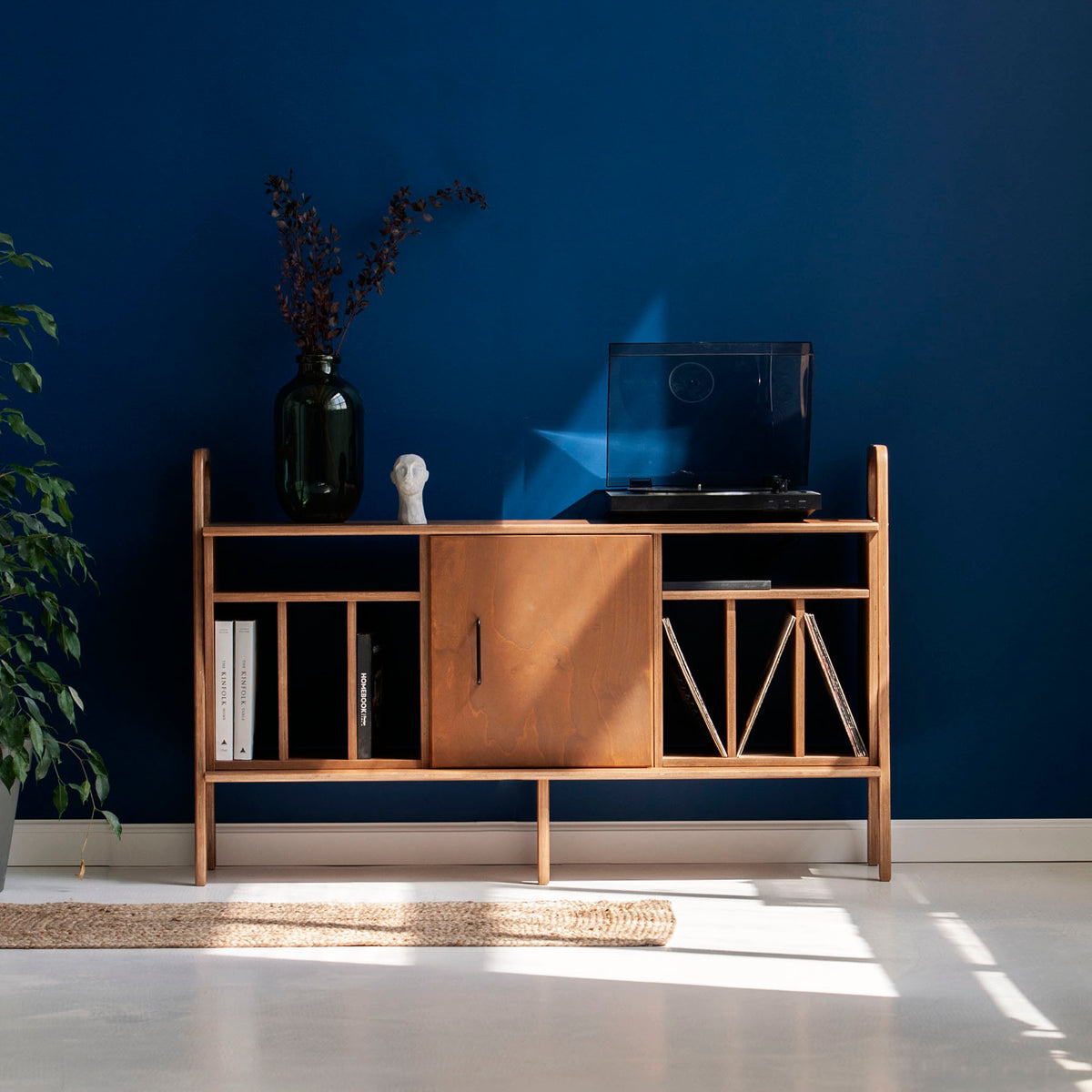 Vinyl Record Credenza · Two Vinyl Bays & Cabinet · 143 cm