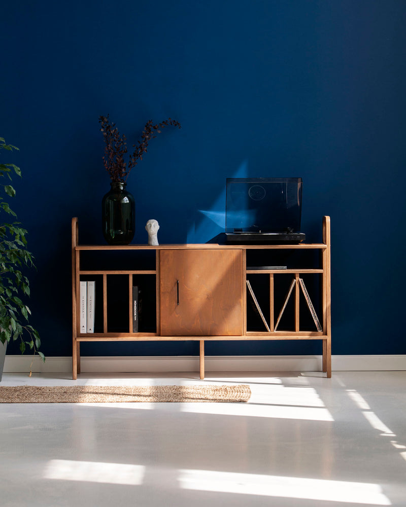 Vinyl Record Credenza · Two Vinyl Bays & Cabinet · 143 cm