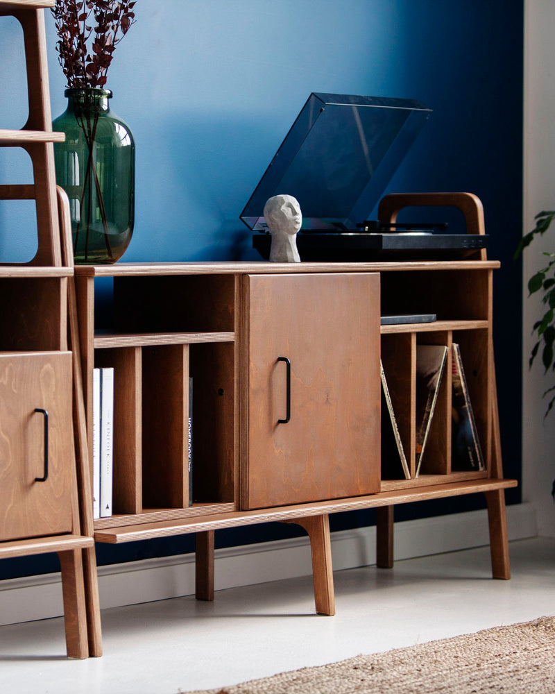 Vinyl Record Credenza · Two Vinyl Bays & Cabinet · 143 cm
