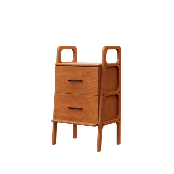 Mini Bookcase with drawers, 90 cm, 51 cm wide, in teak birch plywood