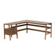 Mid-Century L-Shape Desk, 1 Drawer, 49/65, in walnut birch plywood