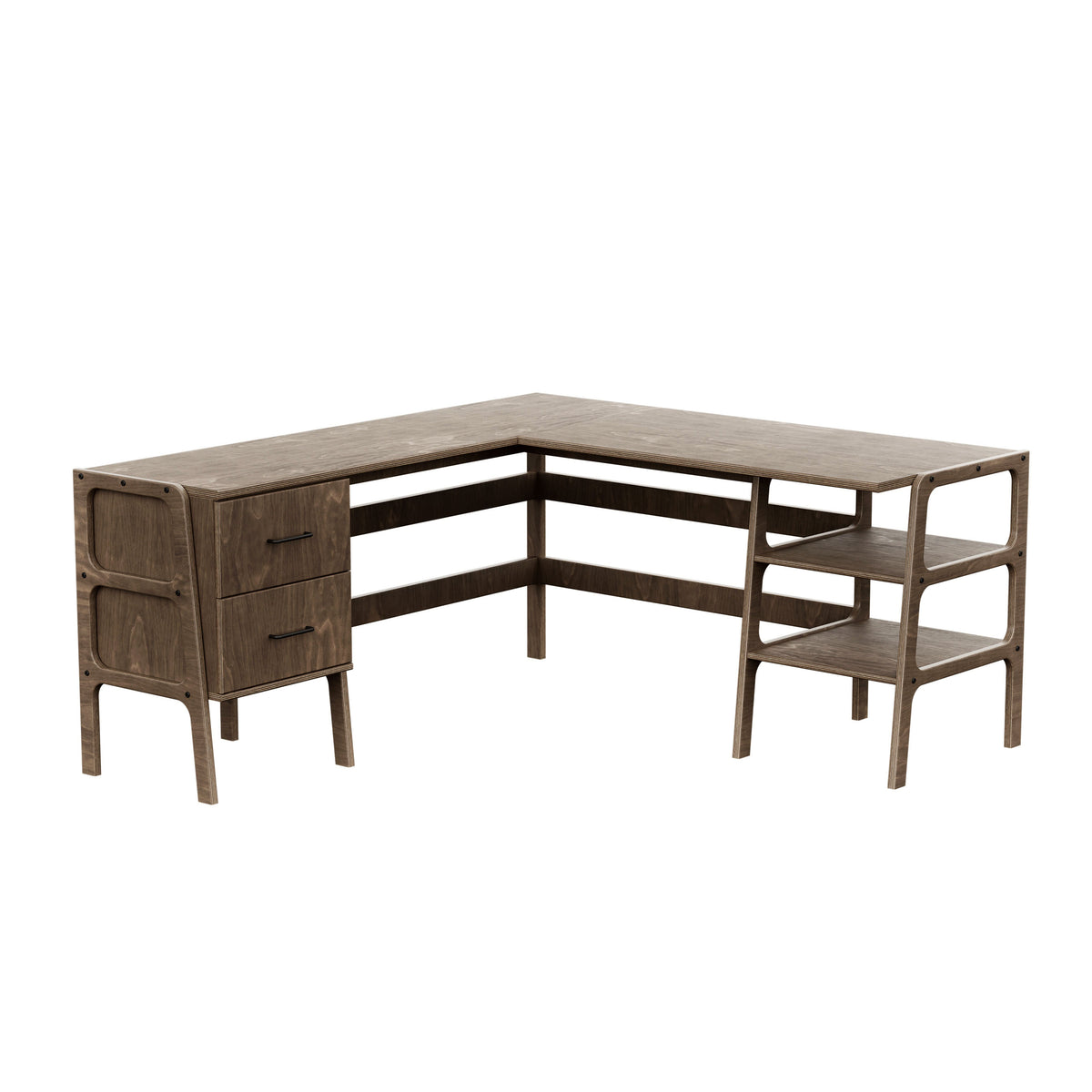 L-Shape Desk 11 with drawers and shelves