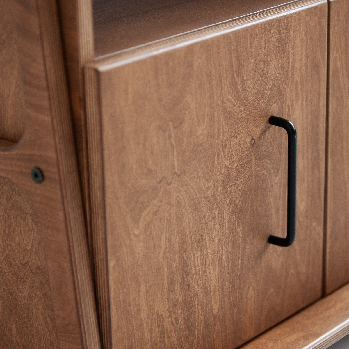 Bookcase Mini with cabinet open W74 WALNUT
