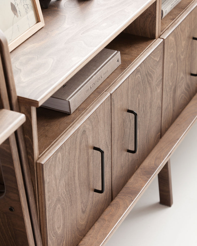 Enfilade mid-century · Deux niches ouvertes · 143 cm