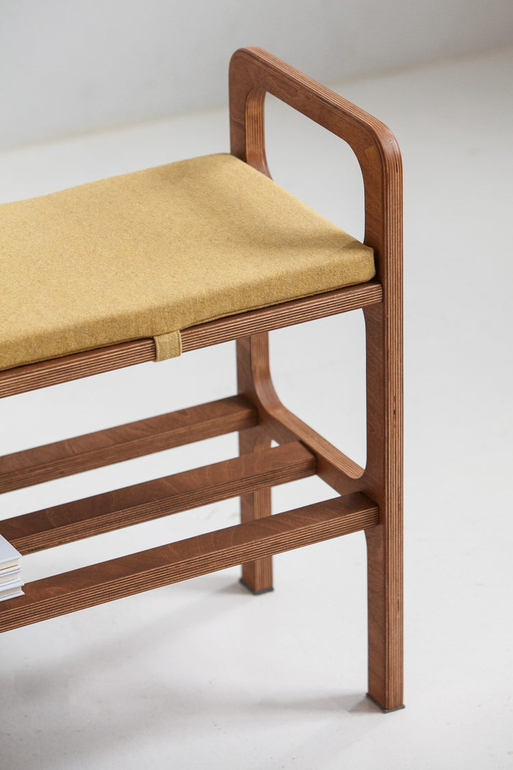 Bench with straight legs and cushion