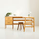 Mid-Century L-Shape Desk, 2 Drawers, 49/65, in birch plywood
