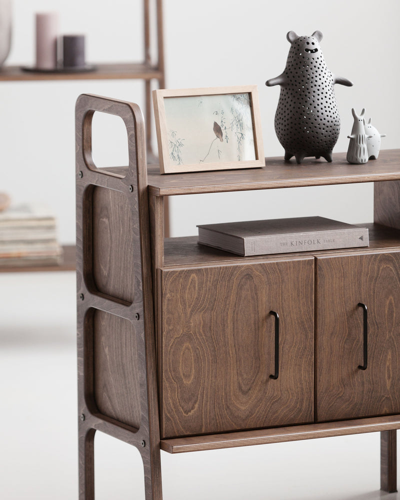 Enfilade mid-century · Deux niches ouvertes · 143 cm