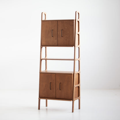 Bookcase Maxi W74 with two cabinets WALNUT