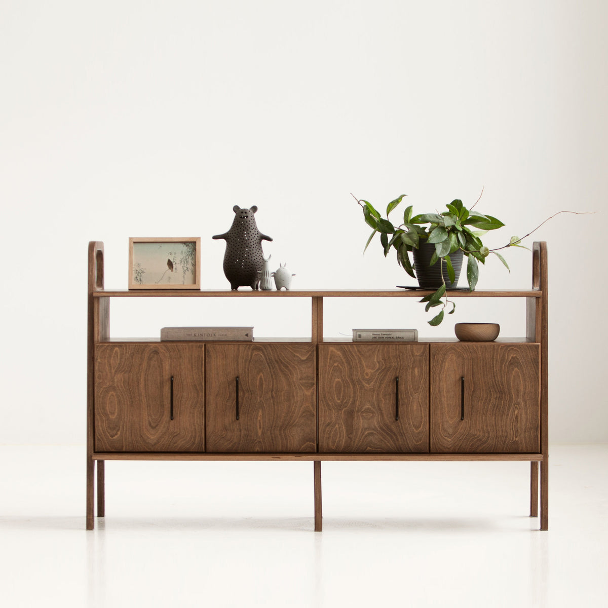 Enfilade mid-century · Deux niches ouvertes · 143 cm