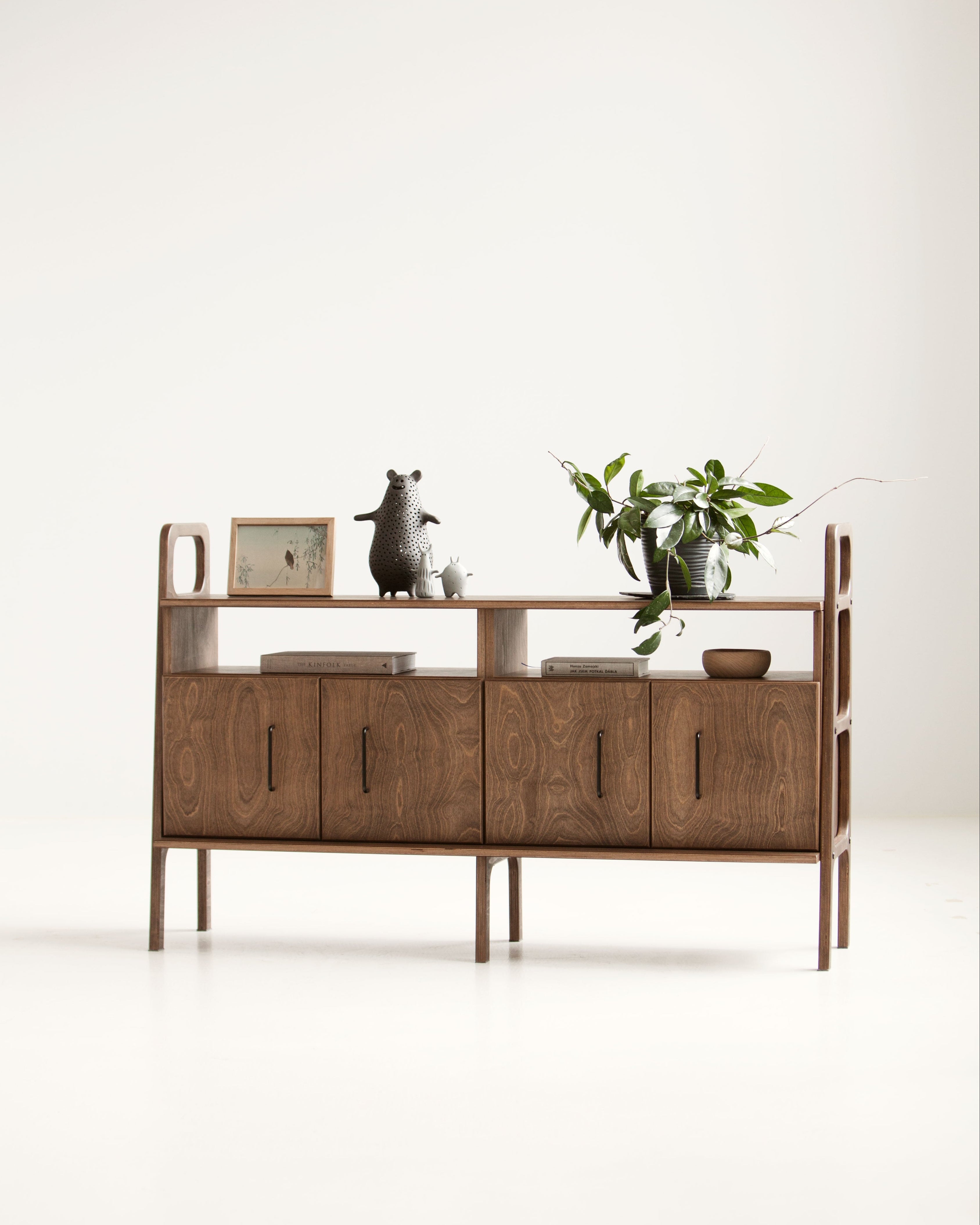 Vinyl Record Credenza 143 cm — Mid-Century LP Storage | Plywood