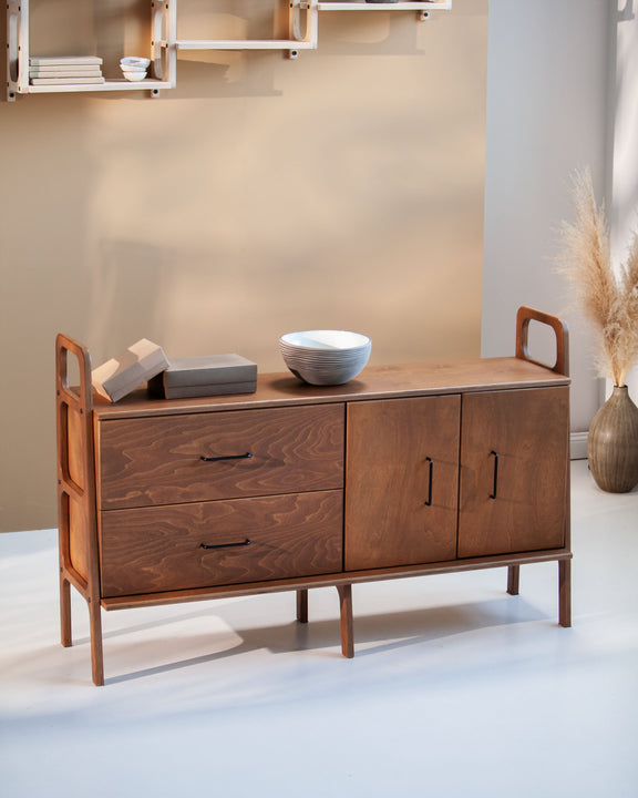 Mid-Century Credenza, Drawer & Cabinet, 143 cm, in birch plywood (view 3)