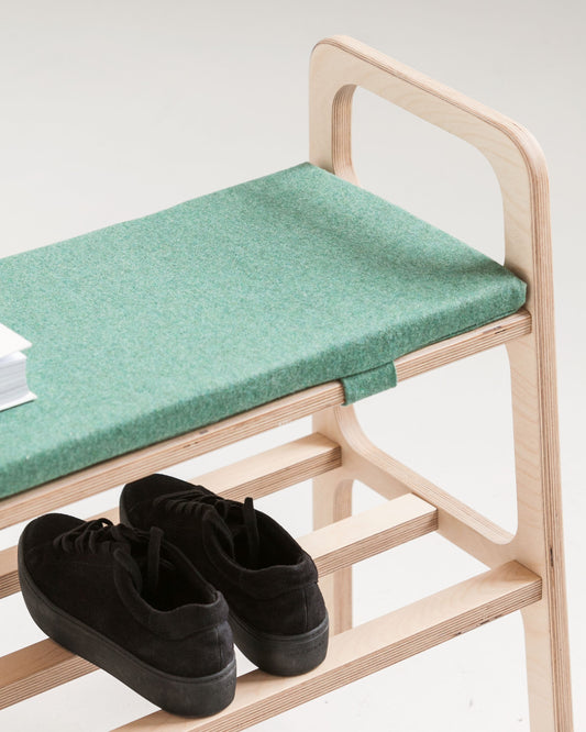 Long Entryway Bench with Cushion, 120–150 cm, in birch plywood (view 4)