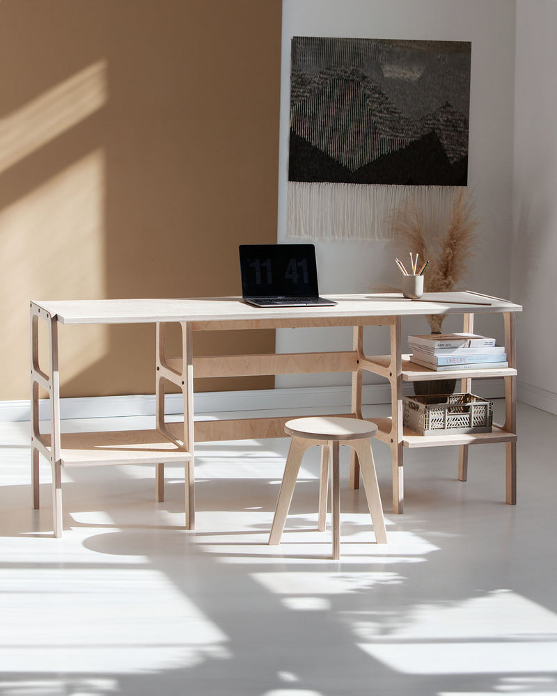 Mid-Century Desk · 180 cm · 2 Drawers & 2 Shelves