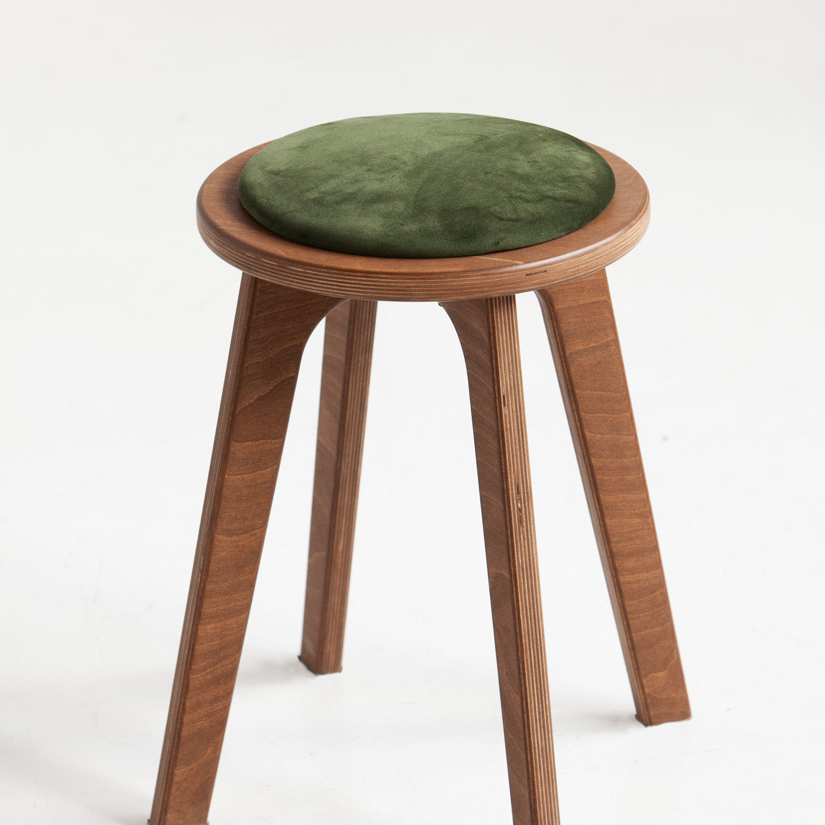 Mid-Century Stool, Round, Cushion, in birch plywood (view 3)