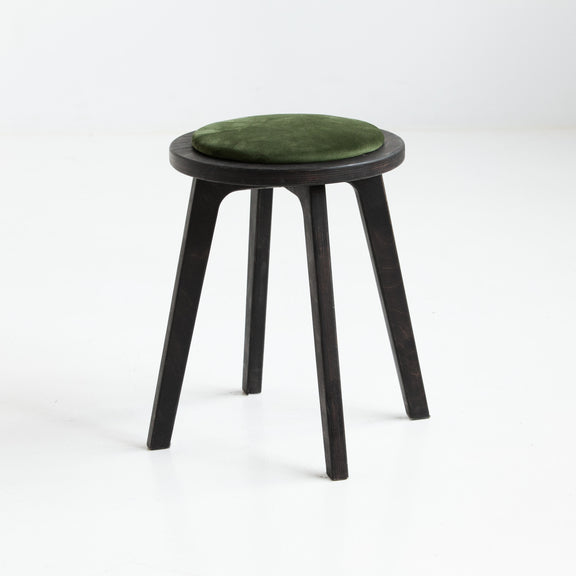 Mid-Century Stool, Round, Cushion, in birch plywood (view 2)