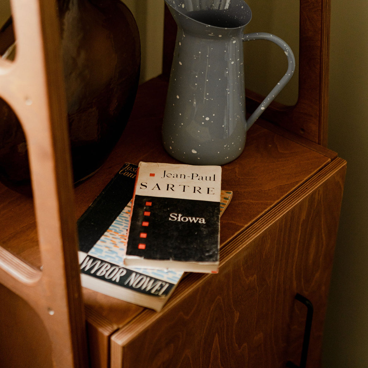 Wooden-mid-century-modern-bookcase-with-cabinet