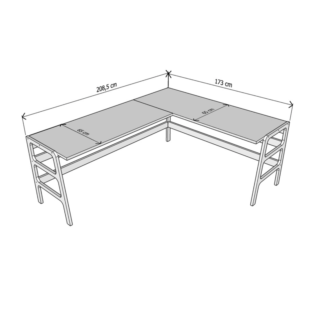 L Shape desk 208 x 173 D65