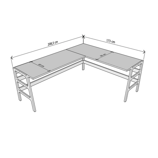 L Shape desk 208 x 173 D65
