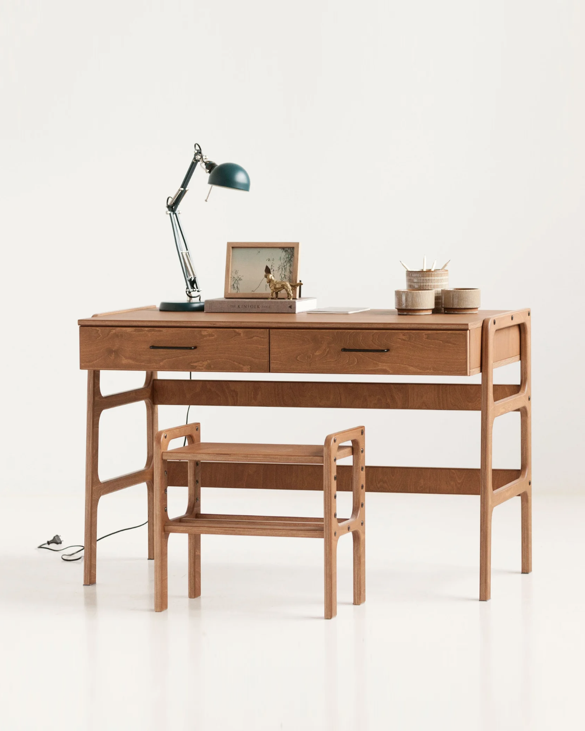 Mid-Century Writing Desk with Drawers · 49 cm