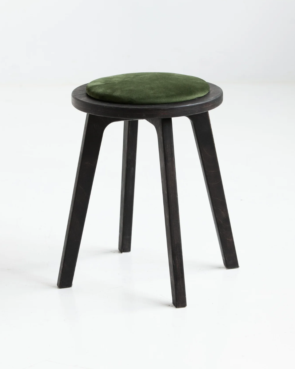 Sgabello mid-century · tondo · con cuscino
