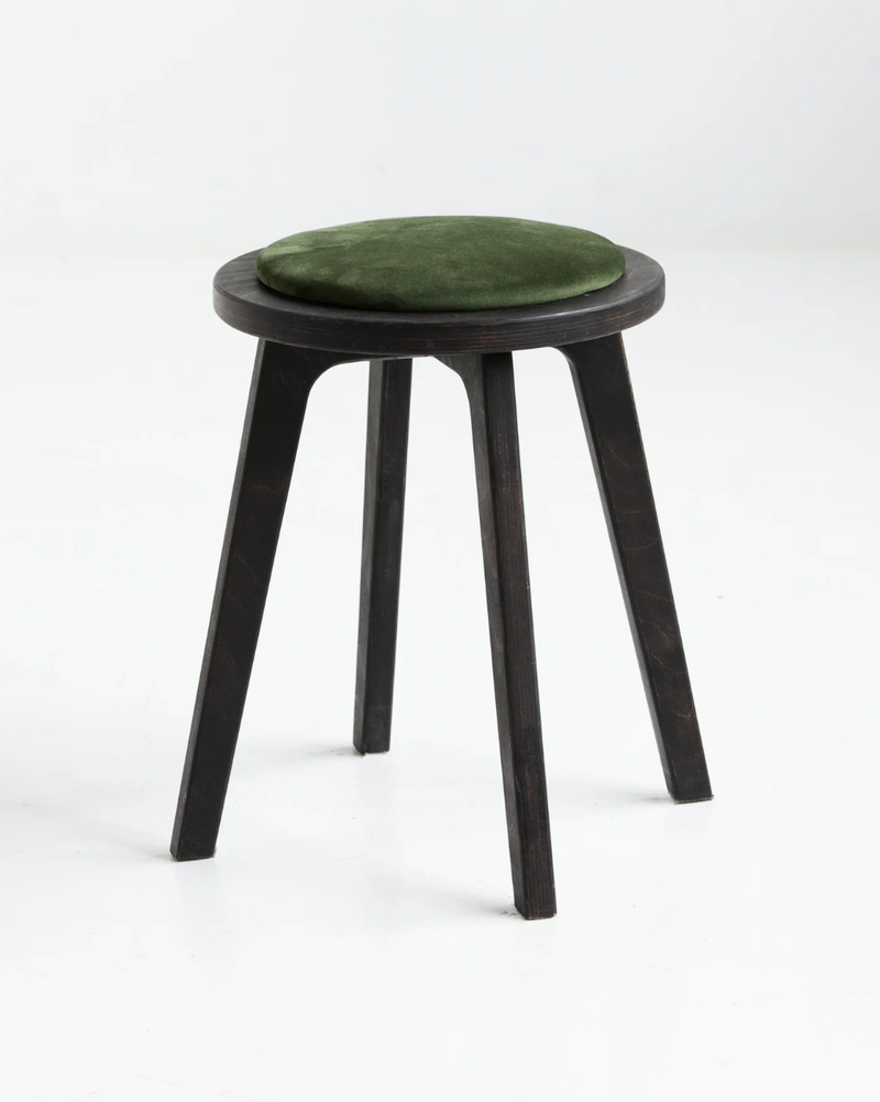 Sgabello mid-century · tondo · con cuscino