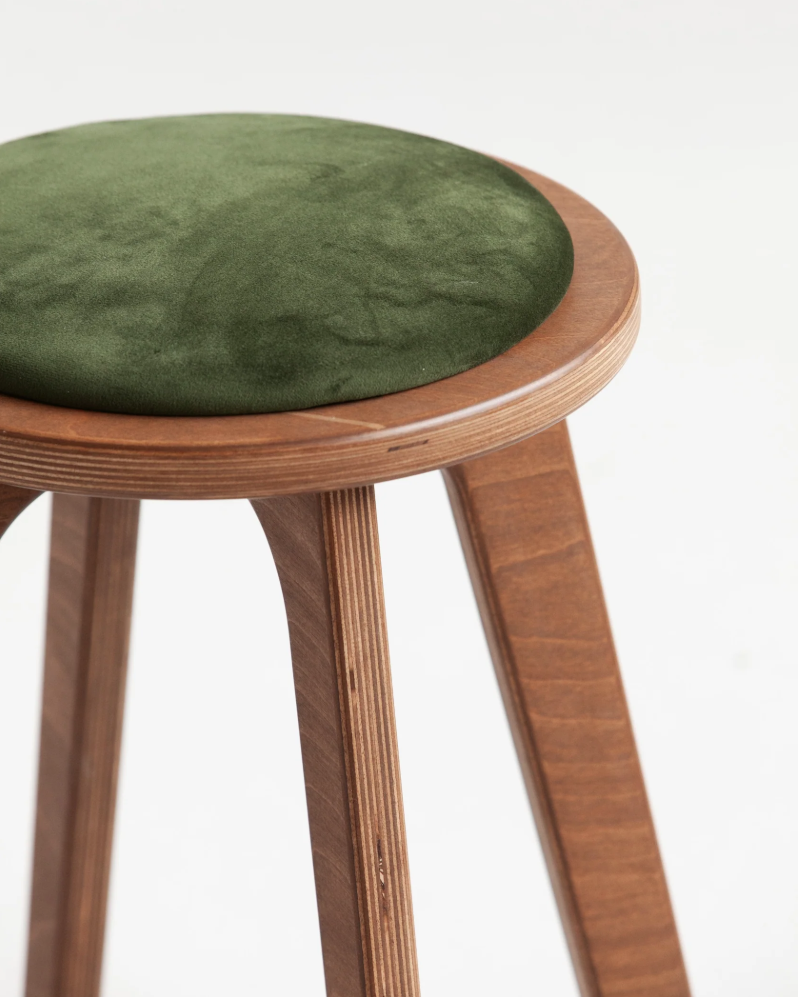 Sgabello mid-century · tondo · con cuscino