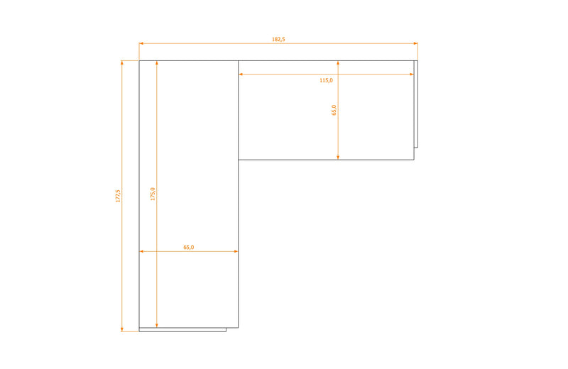 L-Shape Desk 65/65 · footprint 182.5 cm