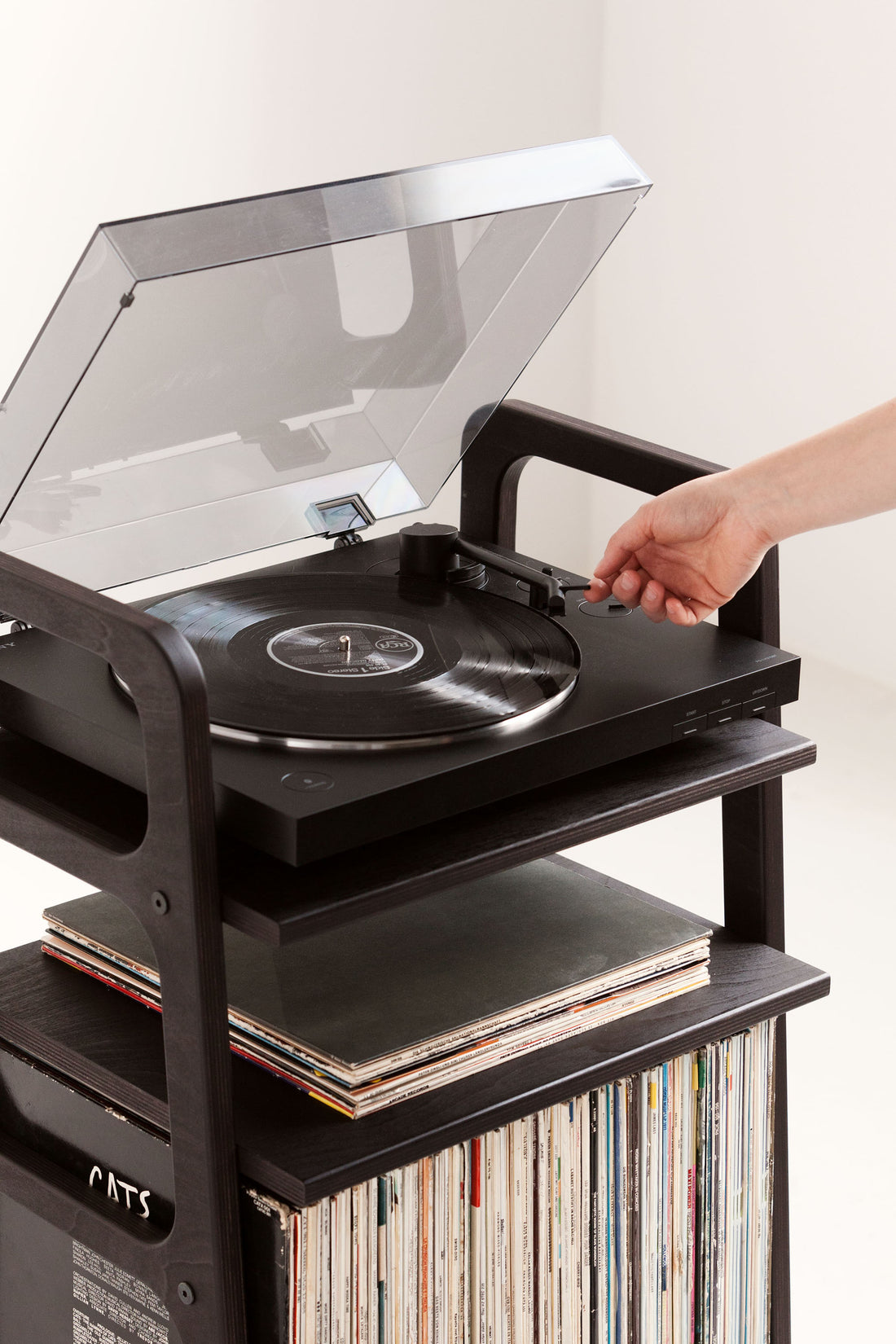 Mid-Century Modern Vinyl Record Cabinet: Bookcase Mini with Vinyl Box