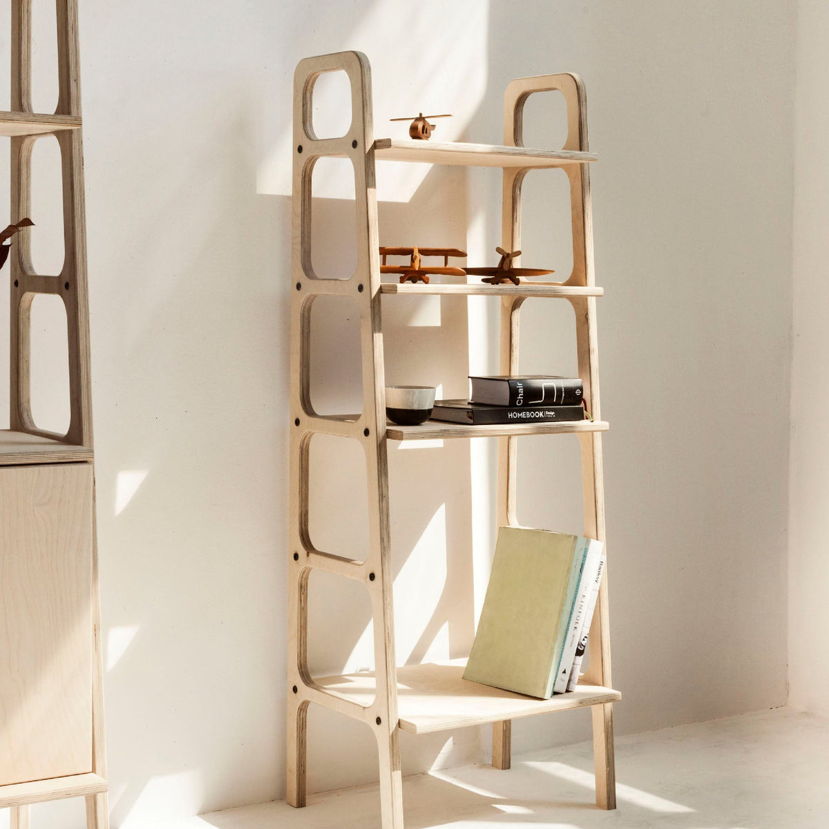 bookcase-handmade-sunny-background
