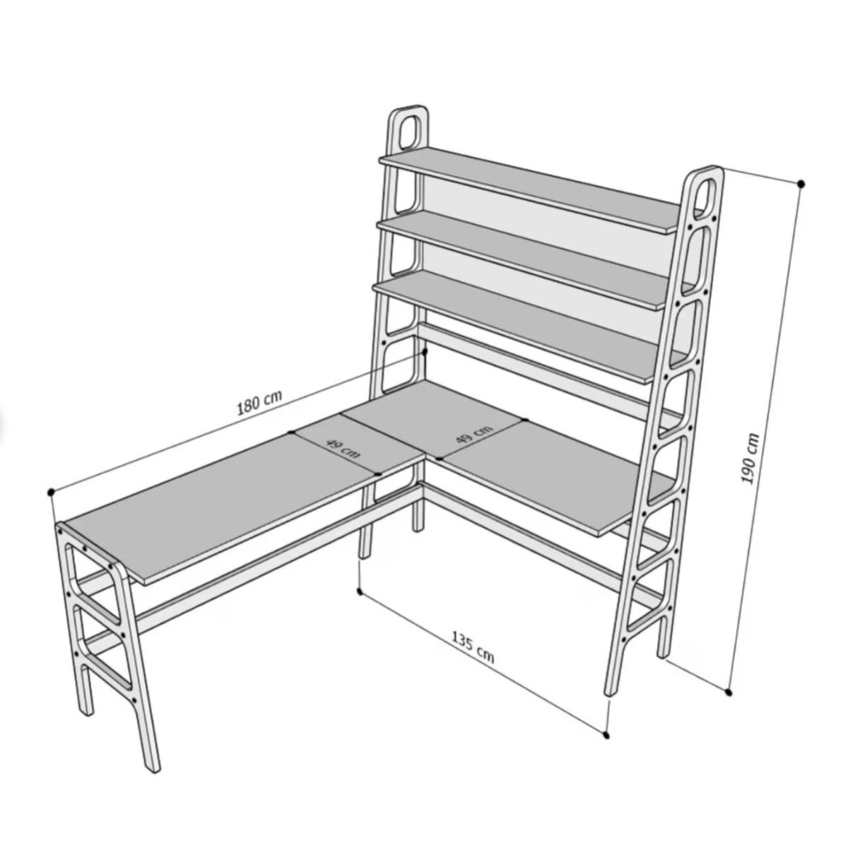 Bookshelf L-Shape Desk