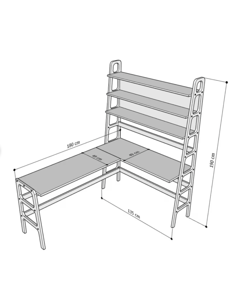 Bookshelf L-Shape Desk