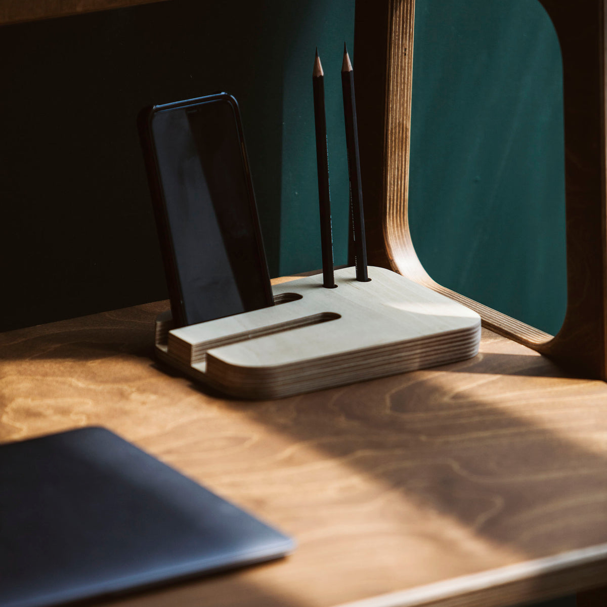 closeup-modern-wooden-scandinavian-desk