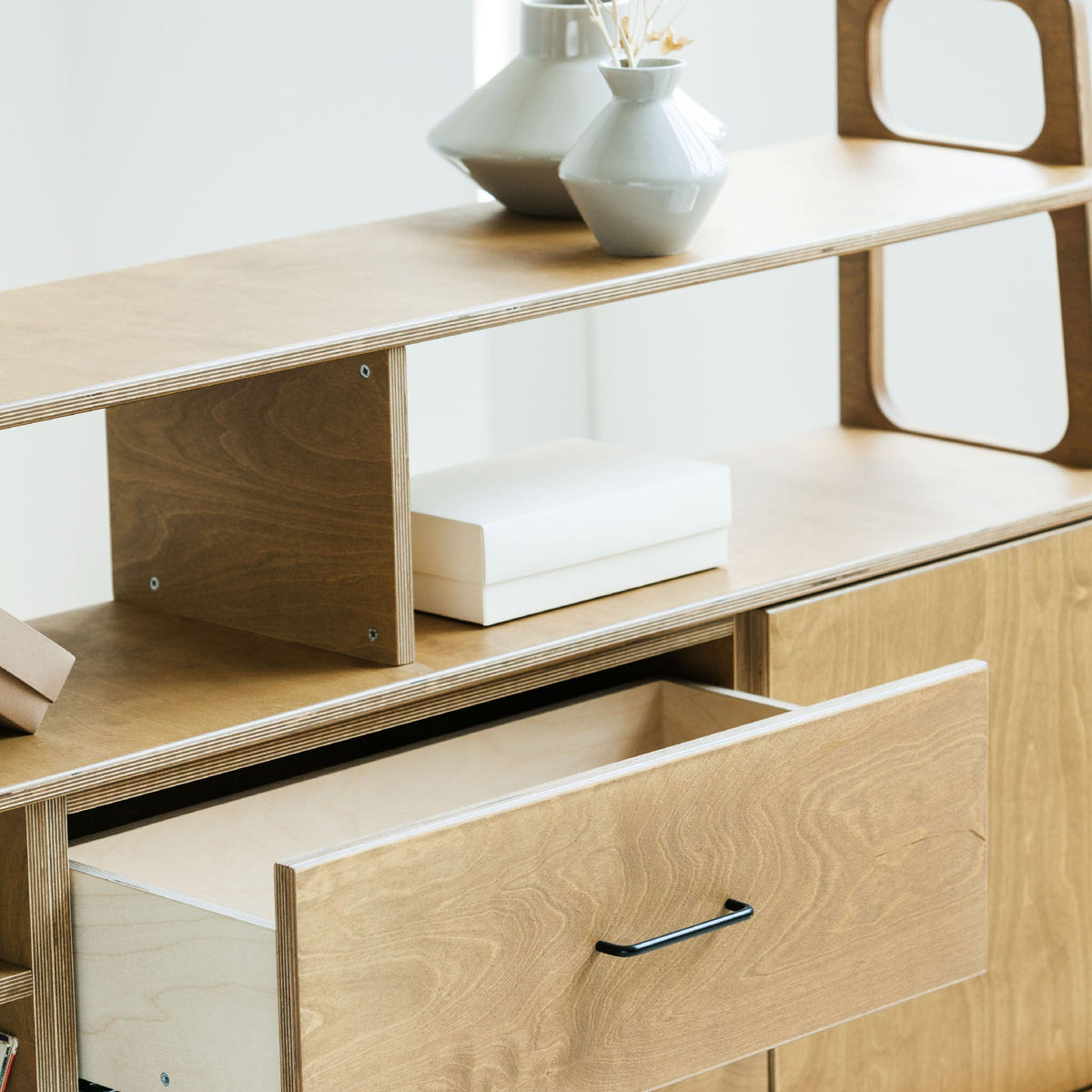 closeup-of-wooden-bookcase-mid-century-modern